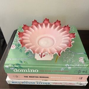 Victorian Cranberry Glass Ruffled Bowl